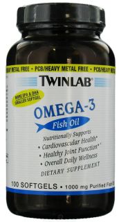 Twinlab   Omega 3 Fish Oil 1000 mg.   100 Softgels