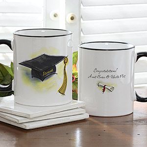 Graduation Cap & Diploma Personalized Ceramic Coffee Mug
