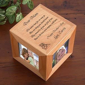 Personalized Wood Photo Cube Frame   Dear Mom Design