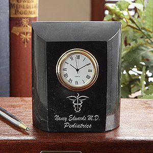 Personalized Medical Doctor Marble Desk Clock