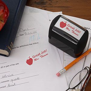Personalized Self Inking Teacher Stamper   Apple Stamp