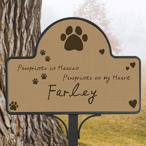 Pet Personalized Memorial Yard Stakes   Pawprints In Heaven