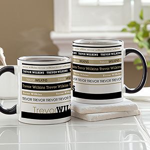Personalized Signature Stripe Coffee Mug   Black Handle