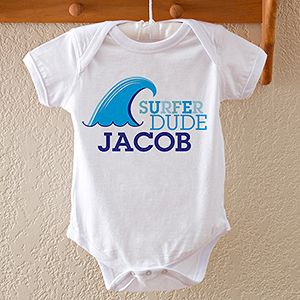 Personalized Baby Bodysuit   Surfer Dude