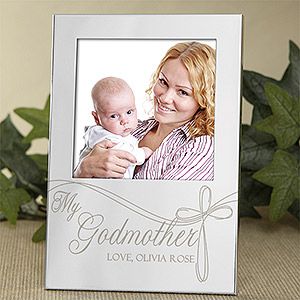 Personalized Engraved Silver Picture Frame for Godparents