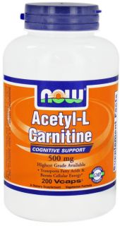 NOW Foods   Acetyl L Carnitine 500 mg.   200 Vegetarian Capsules