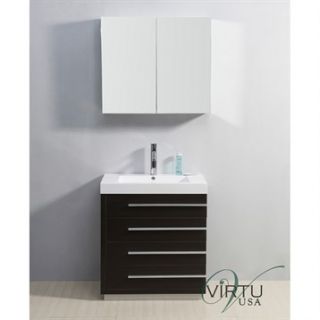 Virtu USA 30 Bailey Single Sink Bathroom Vanity with Polymarble Countertop   We