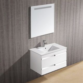 Vigo 32 inch Ethereal Petit Single Bathroom Vanity with Mirror   White Gloss