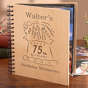Engraved Wooden Birthday Photo Album   Birthday Memories Design