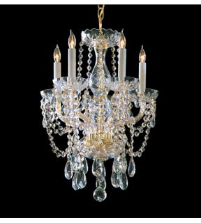 Traditional Crystal 5 Light Mini Chandeliers in Polished Brass 1129 PB CL SAQ