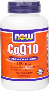 NOW Foods   CoQ10 Cardiovascular Health with Hawthorn Berry 100 mg.   180 Vegetarian Capsules