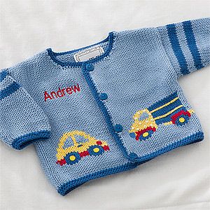 Personalized Baby Sweaters for Boys   Cars, Trucks & Airplanes
