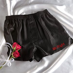Personalized Black Silk Boxer Shorts