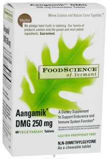FoodScience of Vermont   Aangamik DMG 250 mg.   60 Chewable Tablets