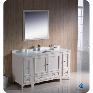 Fresca Oxford 60 Traditional Bathroom Vanity with 2 Side Cabinets   Antique Whi