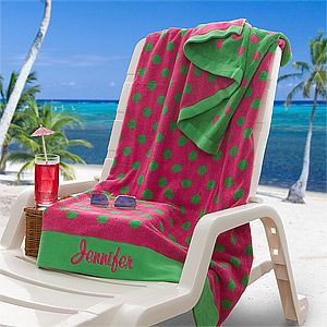 Oversized Personalized Beach Towel   Pink & Lime