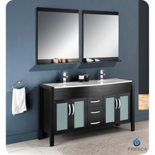 Fresca Infinito 60 Espresso Modern Double Sink Bathroom Vanity with Mirrors