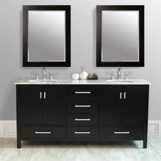 Stufurhome 72 Lissa Double Sink Vanity with Carrara White Marble Top