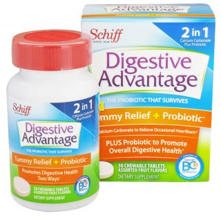 Schiff   Digestive Advantage Daily Probiotic Plus Tummy Relief   50 Chewable Tablets