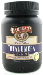 Barleans   Total Omega 3 6 9 Master Blend Lemonade Flavor 1000 mg.   90 Softgels