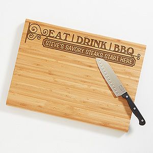 Personalized Grill Cutting Board   Eat, Drink, BBQ