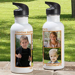 Photo Personalized Water Bottles   Three Photo Collage
