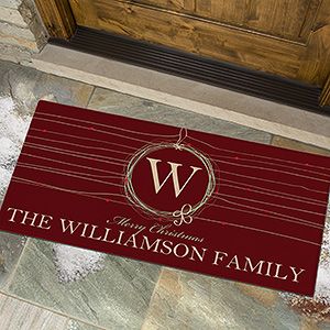Personalized Large Christmas Doormats   Holiday Wreath