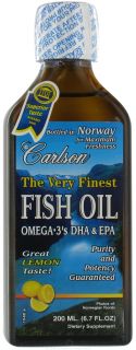 Carlson Labs   The Very Finest Norwegian Fish Oil Liquid Omega 3s DHA & EPA Lemon Flavor   6.7 oz.
