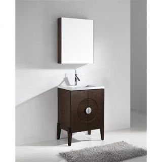 Madeli Genova 24 Bathroom Vanity with Quartzstone Top   Walnut