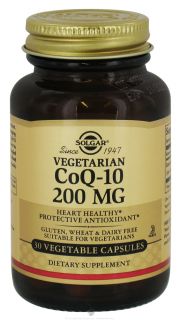 Solgar   Vegetarian CoQ 10 200 mg.   30 Vegetarian Capsules