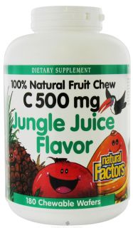 Natural Factors   100% Natural Fruit Chew C Jungle Juice 500 mg.   180 Chewable Wafers