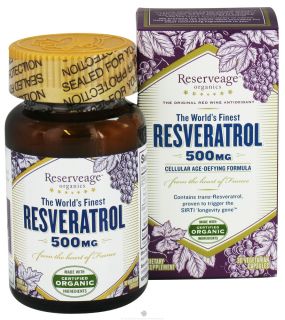 ReserveAge Organics   Resveratrol 500 mg.   30 Vegetarian Capsules