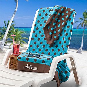 Oversized Personalized Beach Towel   Blue & Brown