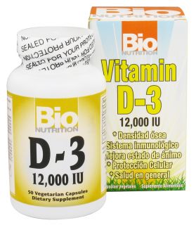 Bio Nutrition   Vitamin D 3 12000 IU   50 Vegetarian Capsules