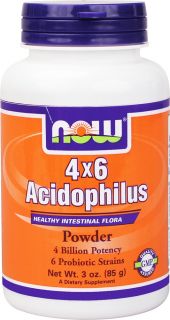 NOW Foods   Acidophilus 4x6 (4 Billion Potency, 6 Probiotic Strains)   3 oz.