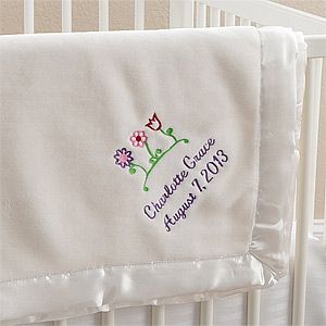 Personalized Girls Baby Blankets   Baby Love   Ivory