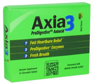 Axia3   ProDigestive Antacid Fast Heartburn Relief Mint Flavor   45 Chewable Tablets