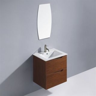 Vigo 24 inch Suzetta single Bathroom Vanity with Mirror   Wenge