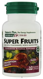 Natures Plus   Herbal Actives Super Fruits Acai Goji Pomegranate Noni & Mangosteen   60 Vegetarian Capsules