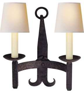 E.F. Chapman 2 Light Wall Sconces in Hand Painted Blackened Rust CHD1403BR