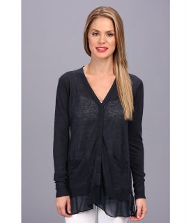 Central Park West Linen With Sheer Cardigan Womens Sweater (Gray)