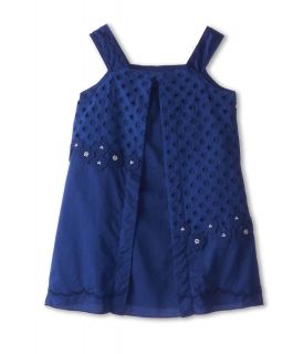 Little Marc Jacobs Eyelet Embroidered Dress Girls Dress (Blue)