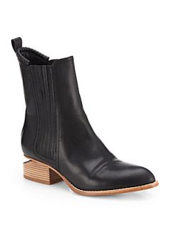 Alexander Wang Anouck Lizard Embossed Leather Ankle Boots   Black