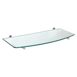 Wall Shelf Convex Clear Glass Shelf With Chrome Atlas Supports   23.5