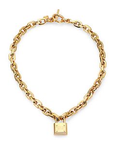 Michael Kors Padlock Charm Necklace/Goldtone   Gold