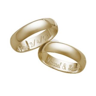 Gold Over Sterling Silver Personalized 5Mm. Band With Message Inside   12