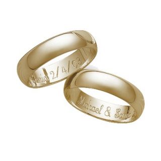 Gold Over Sterling Silver Personalized 5Mm. Band With Message Inside   11