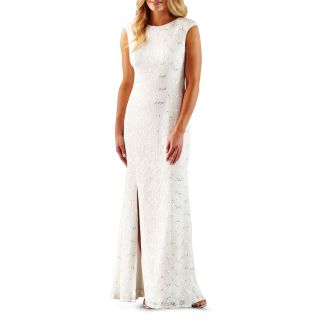 LILIANA Simply Cap Sleeve Lace Gown, Ivory