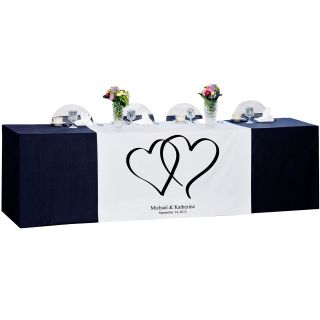 Heart Design Personalized Wedding Table Runner, Black