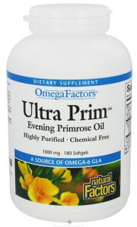 Natural Factors   OmegaFactors Ultra Prim Evening Primrose Oil 1000 mg.   180 Softgels